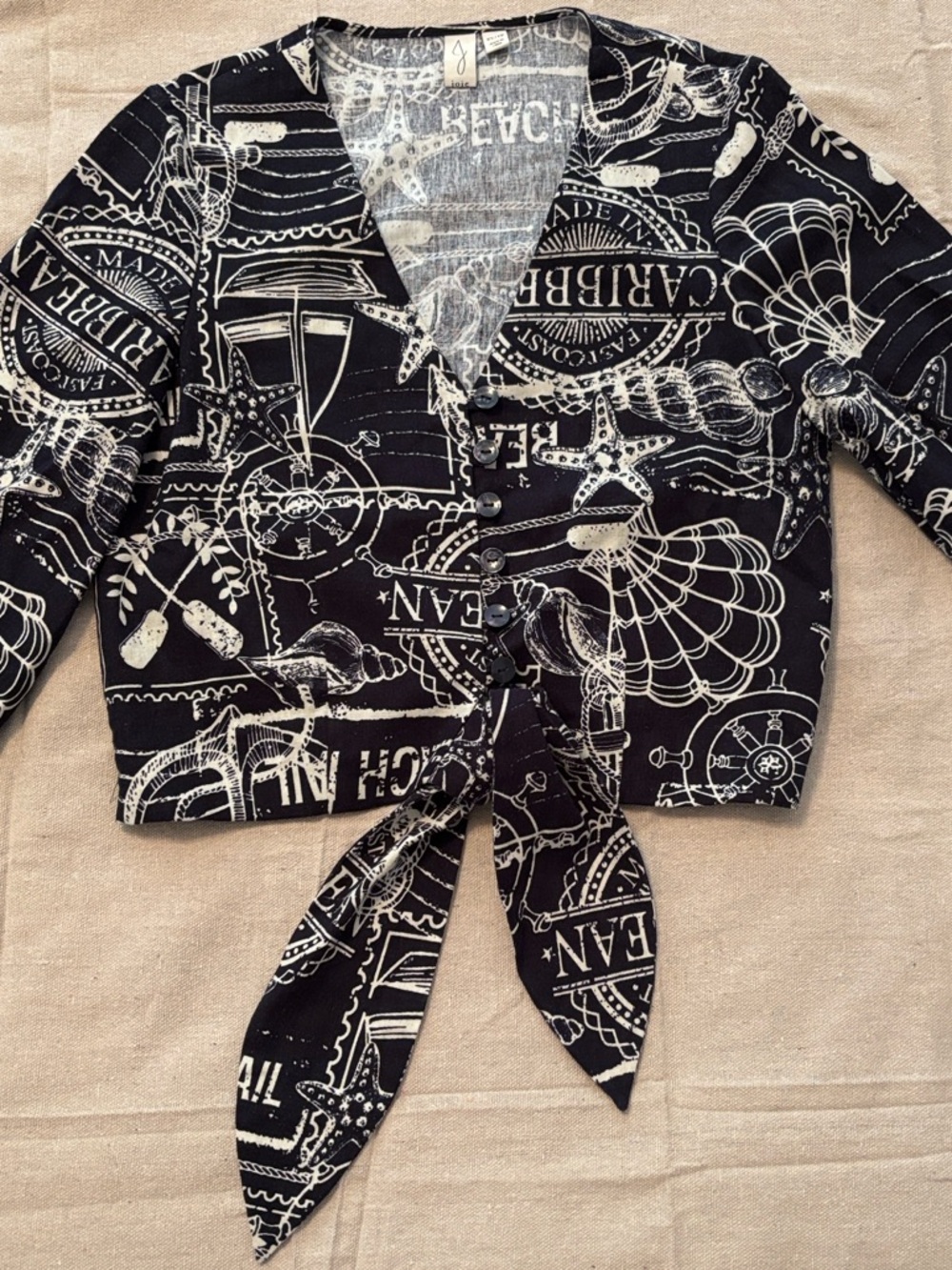 Joie dark navy & cream Nautical Print Top XS